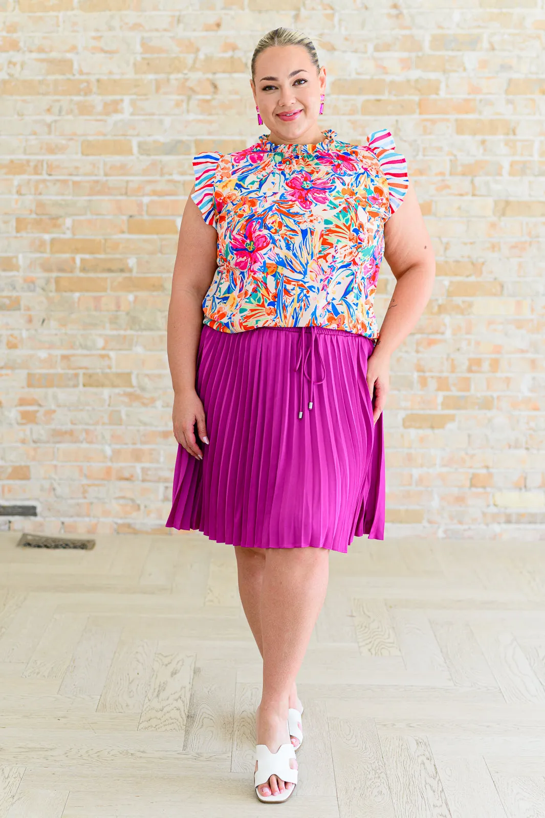 Just a Flirt Pleated Skirt in Magenta - MAGIC50