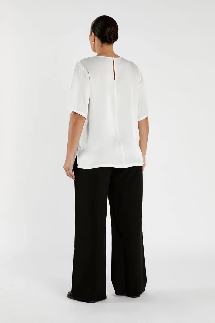 LAYLA WHITE SILK TEE