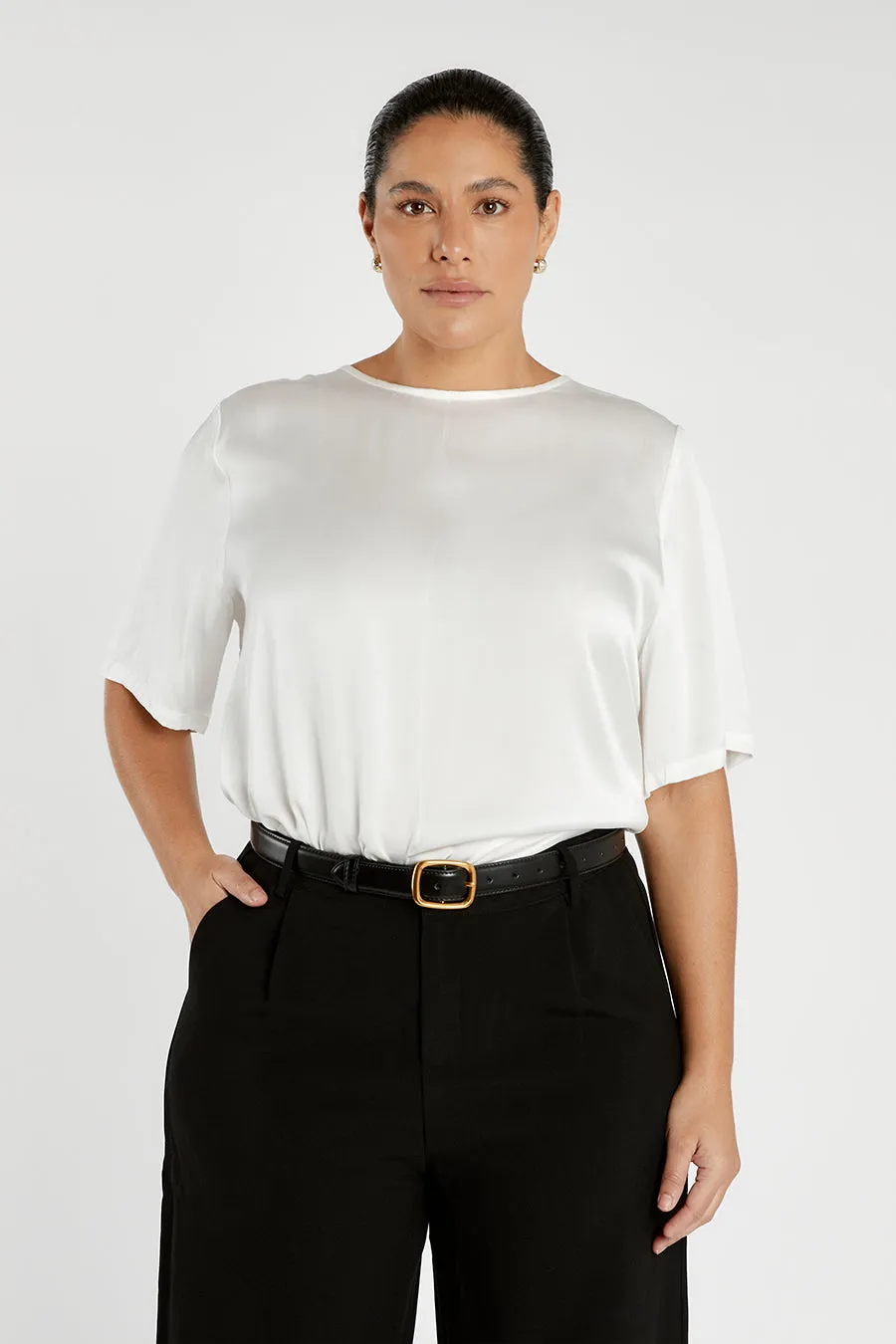 LAYLA WHITE SILK TEE