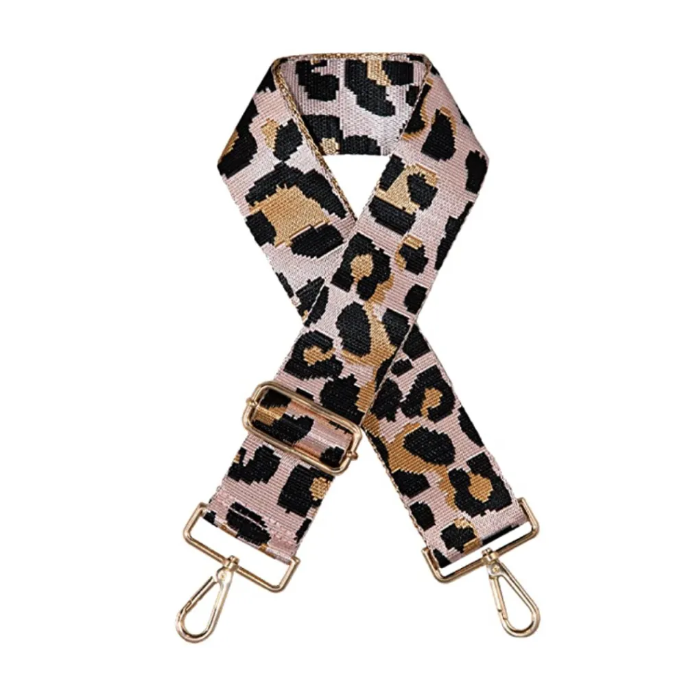 LEOPARD CANVAS ADJUSTABLE BAG STRAP BLUSH