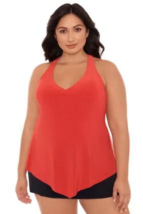 Magicsuit Women's Plus Solid Taylor Tankini Top 6006052W Coral Sands