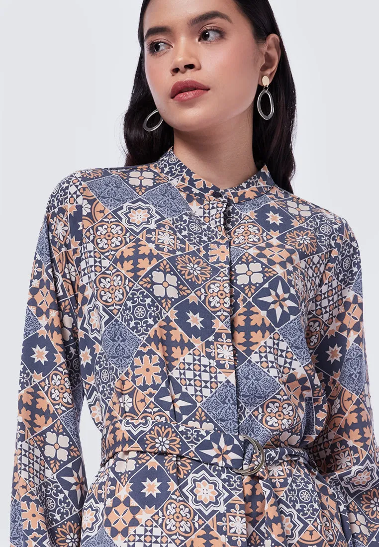 Mandarin Collar Printed Tunic