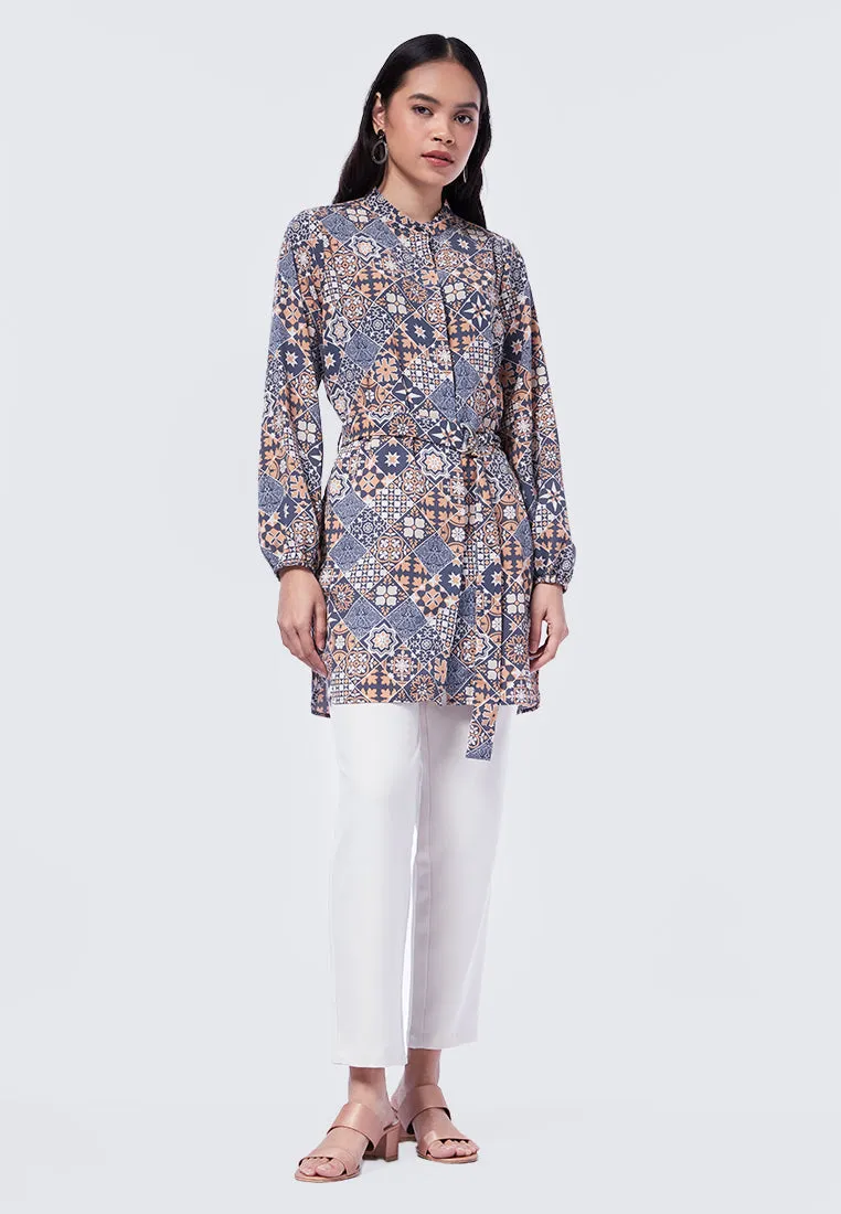 Mandarin Collar Printed Tunic