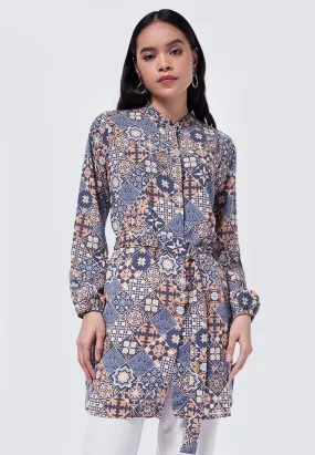 Mandarin Collar Printed Tunic