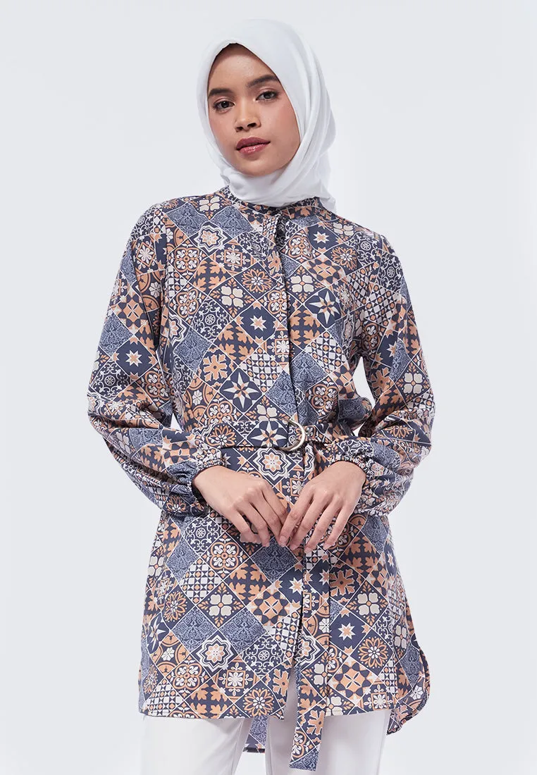 Mandarin Collar Printed Tunic