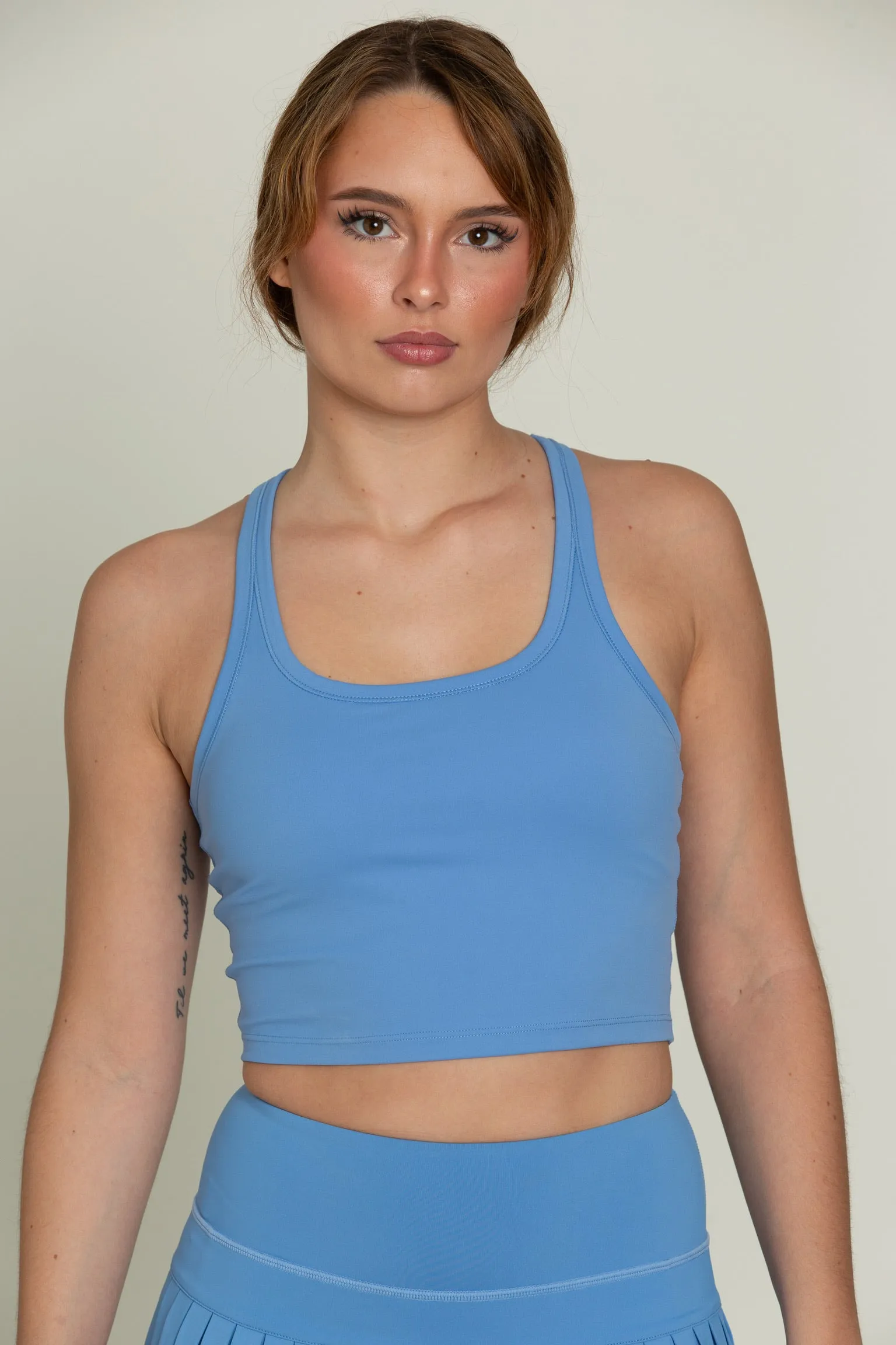 Marina Blue Racerback Crop Tank