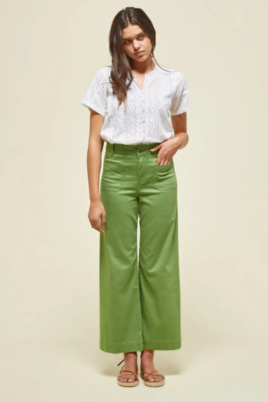 MD'M Leaf Coloured Cropped Trousers