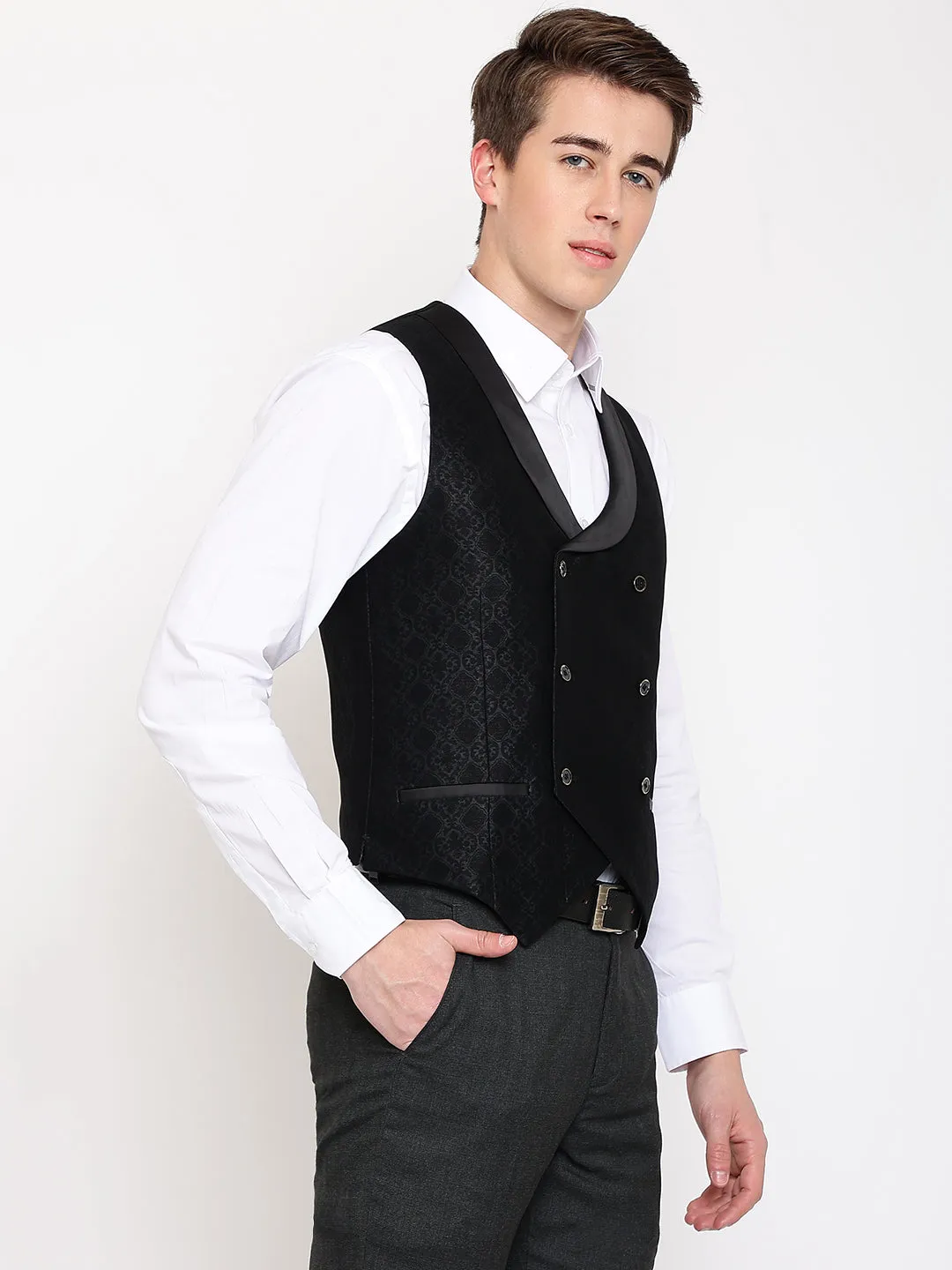 Men Black Waist Coat