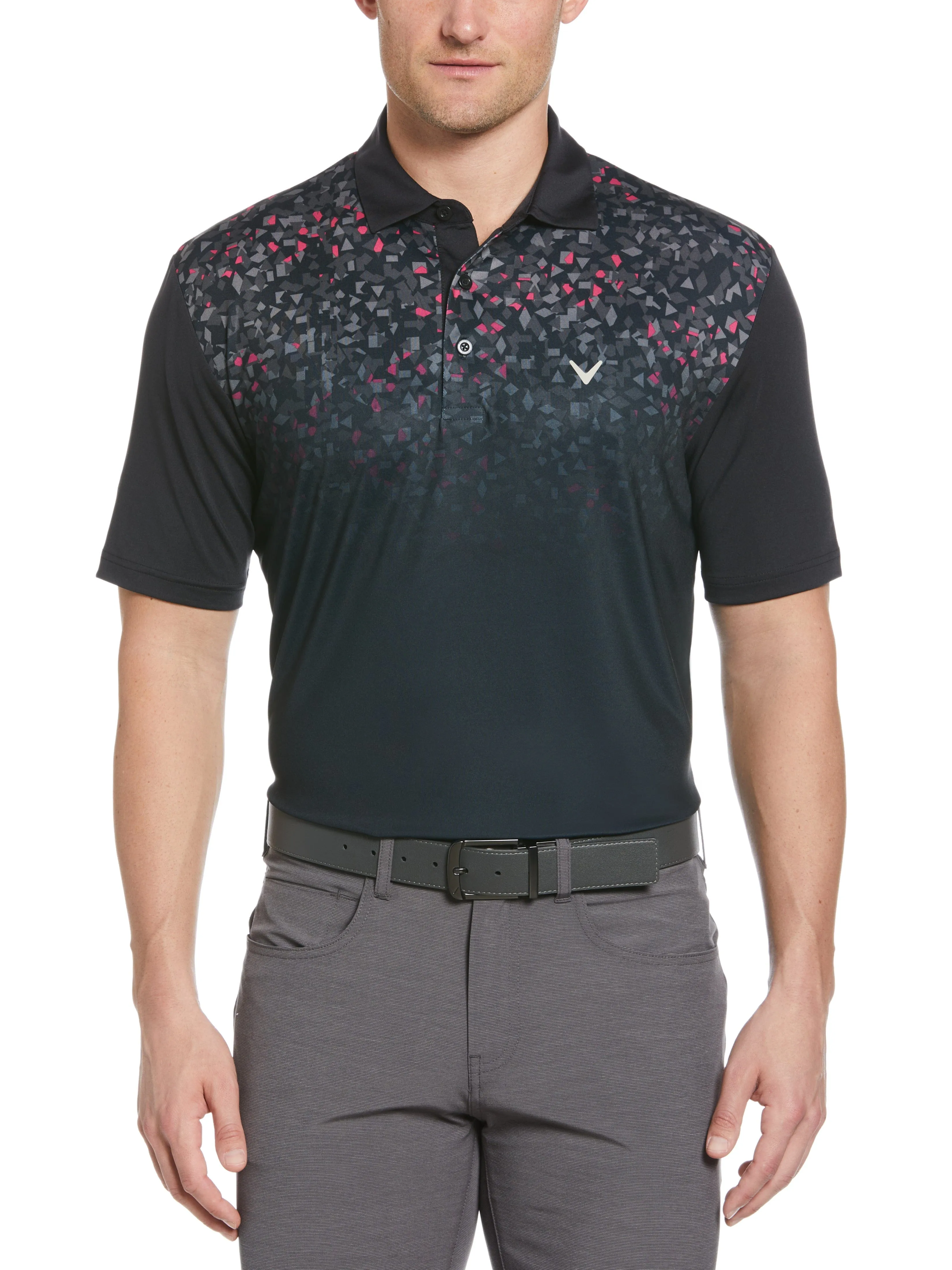 Mens Abstract Ombre Geo Print Golf Polo