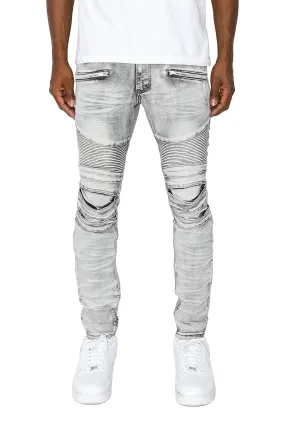 Men's Creased Biker Denim Jeans (New Coloway)