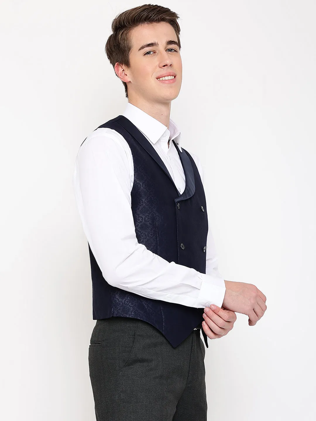 Mens Navy Waist Coat