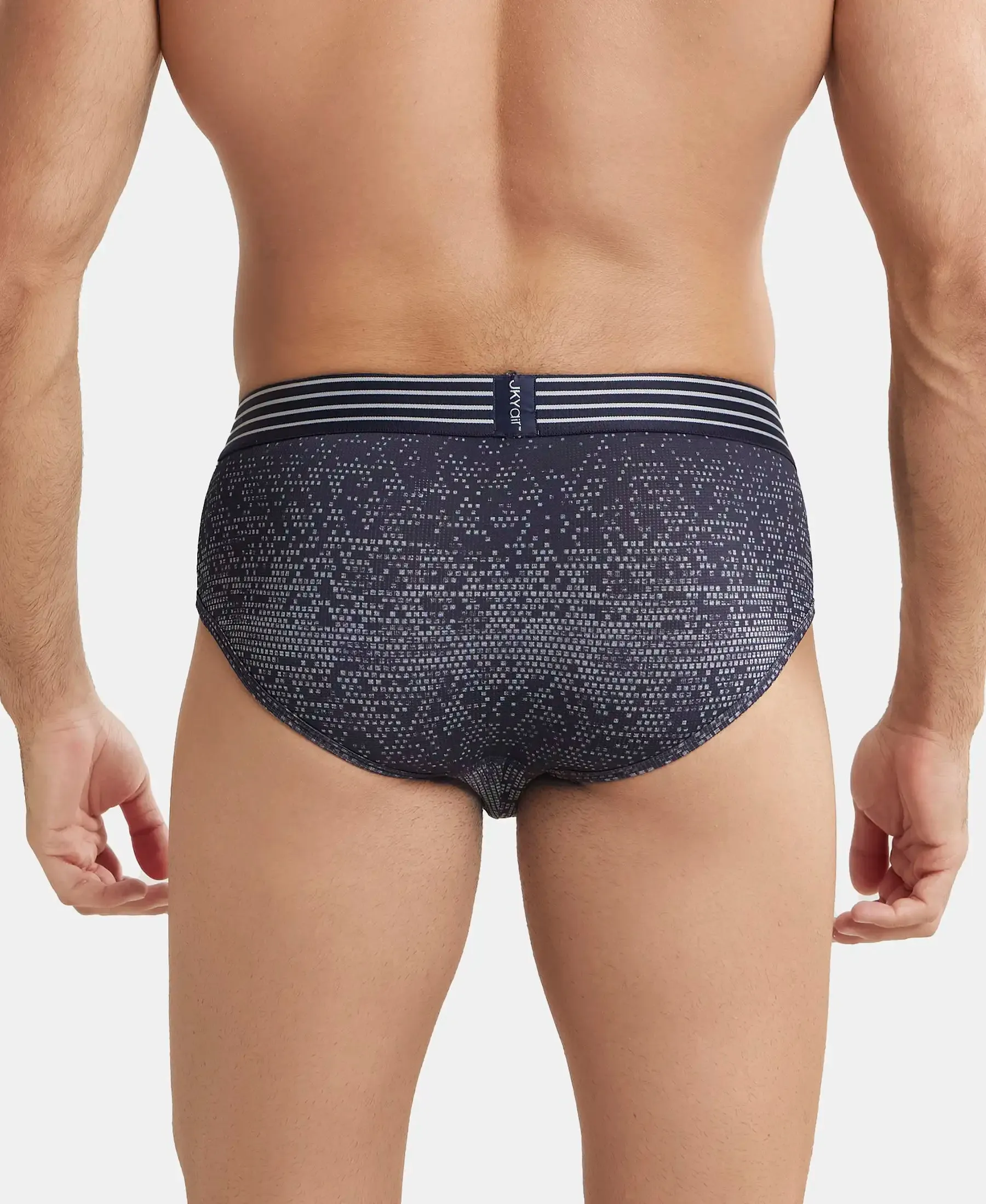 Microfiber Mesh Elastane Stretch Printed Performance Brief with StayDry Technology - True Navy