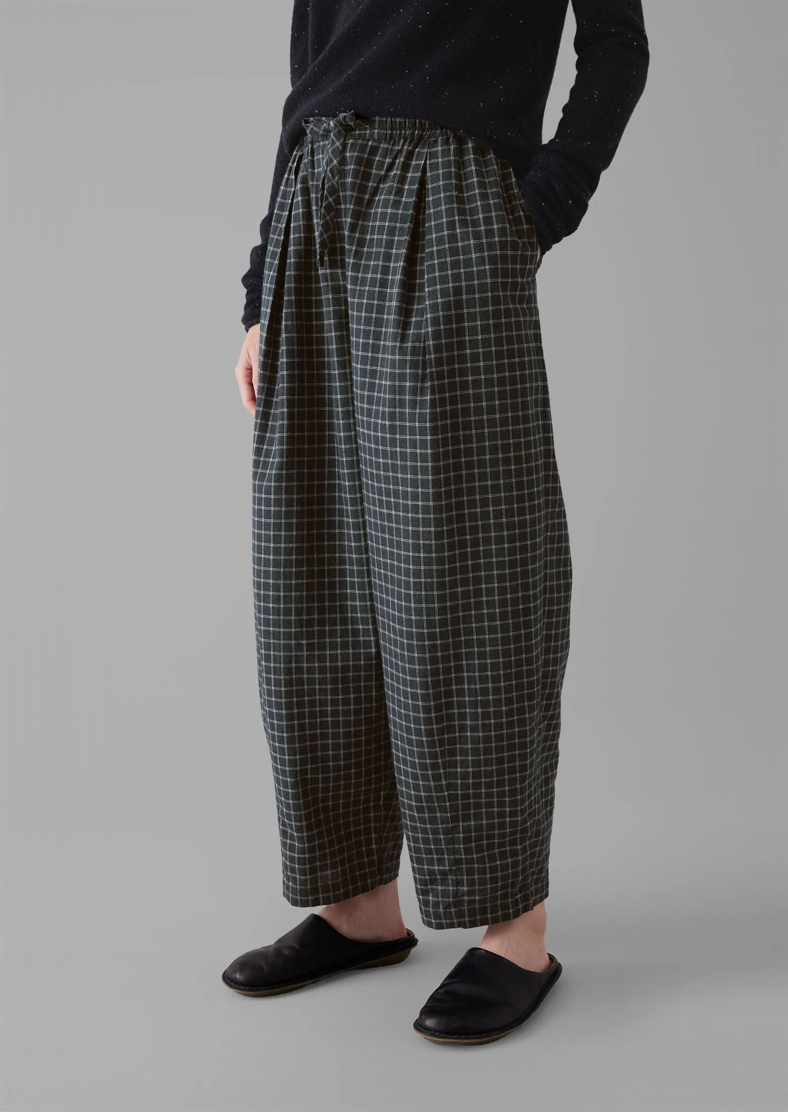 Minako Graph Check Cotton Cashmere Pants | Slate