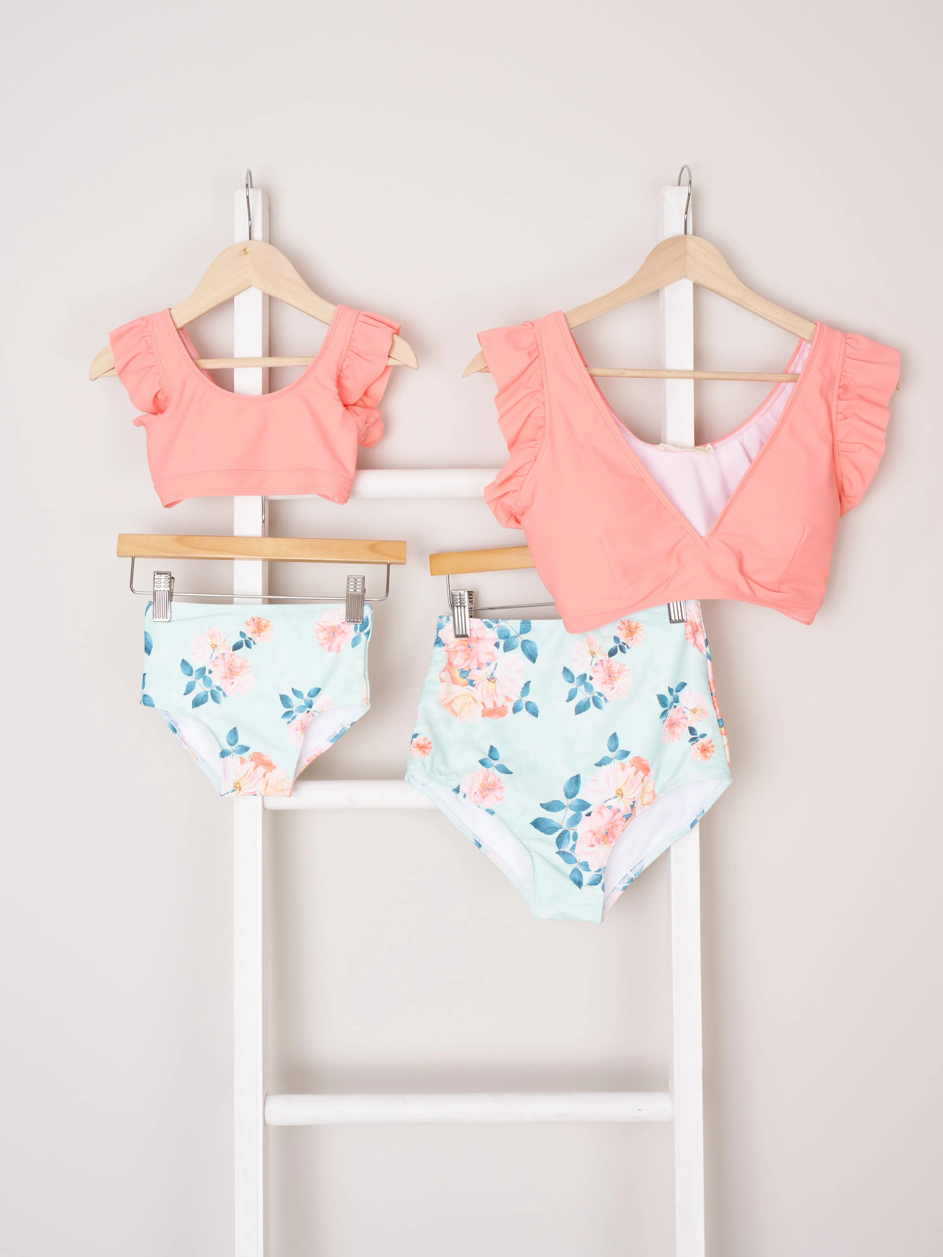 Mom & Me Coral Carnation Swimsuit