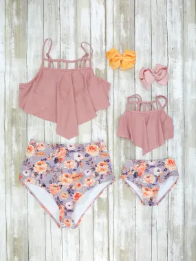 Mom & Me Mauve Floral Bikini