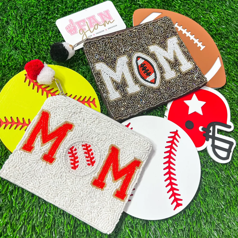 MOM SPORTS BALL BEADED COIN BAGS