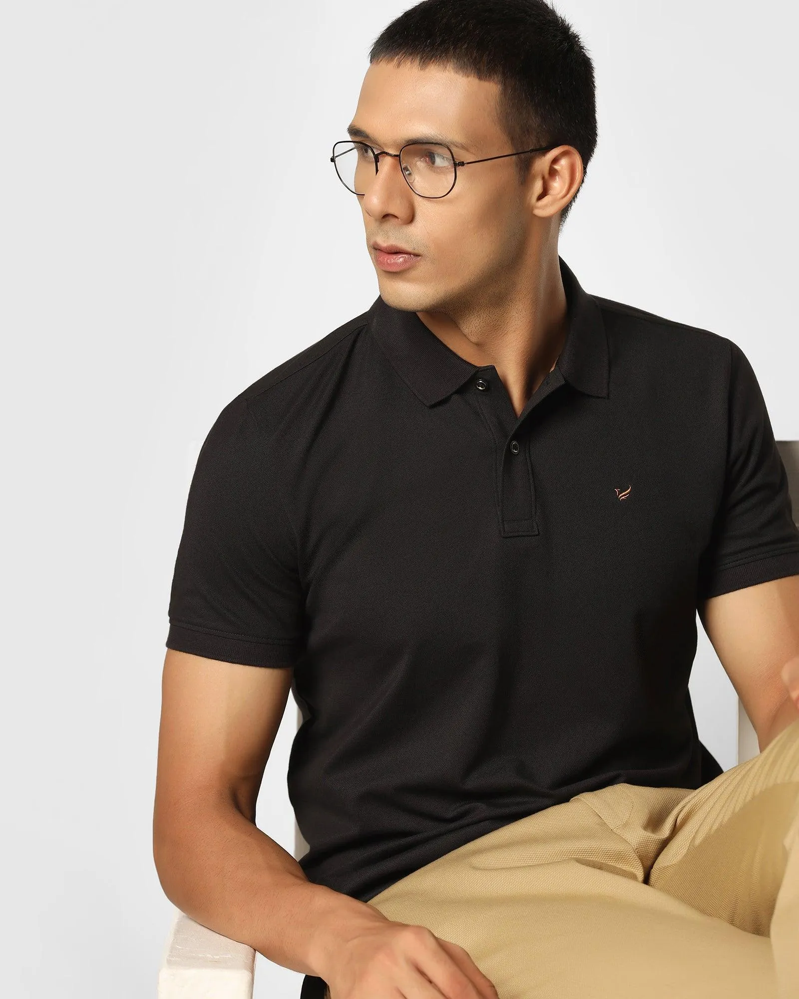 Must Haves Polo Black Solid T-Shirt - Yuki