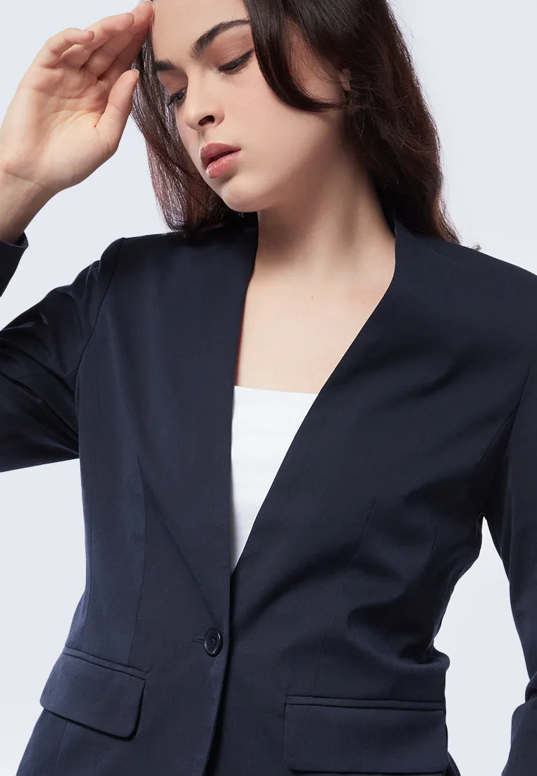 Non Lapel Basic Fitted Blazer