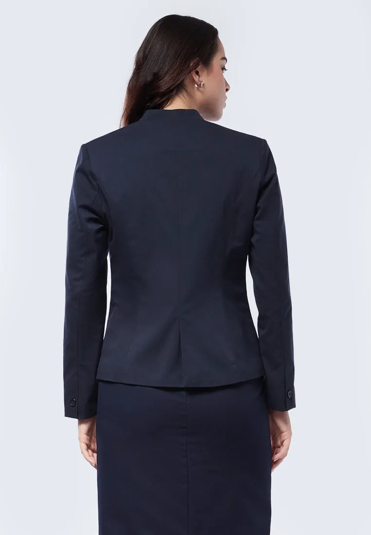 Non Lapel Basic Fitted Blazer