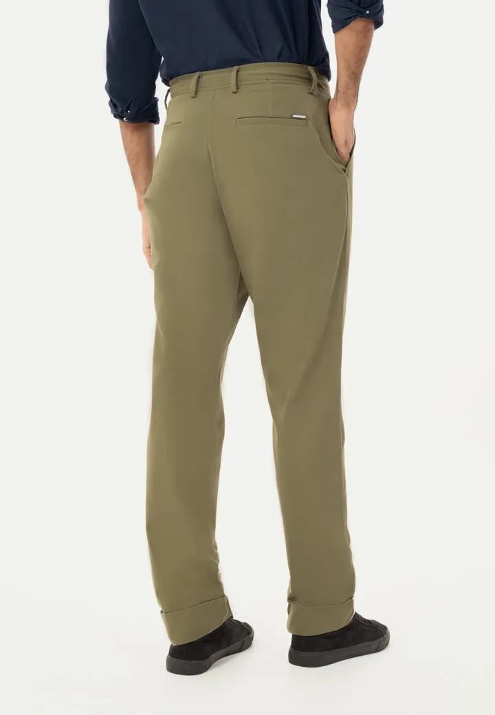 Olive Turn-up Hem Chinos