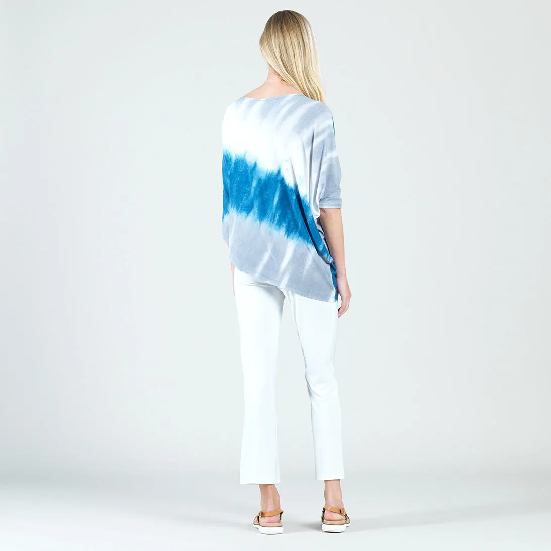 Ombre Print Half & Half Sleeve Top - Blue/White - Final Sale!