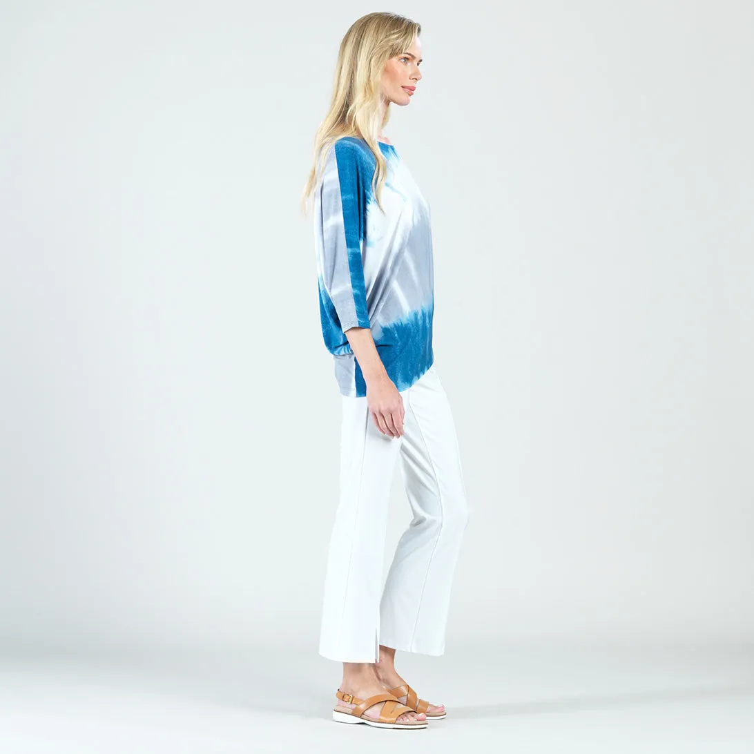 Ombre Print Half & Half Sleeve Top - Blue/White - Final Sale!