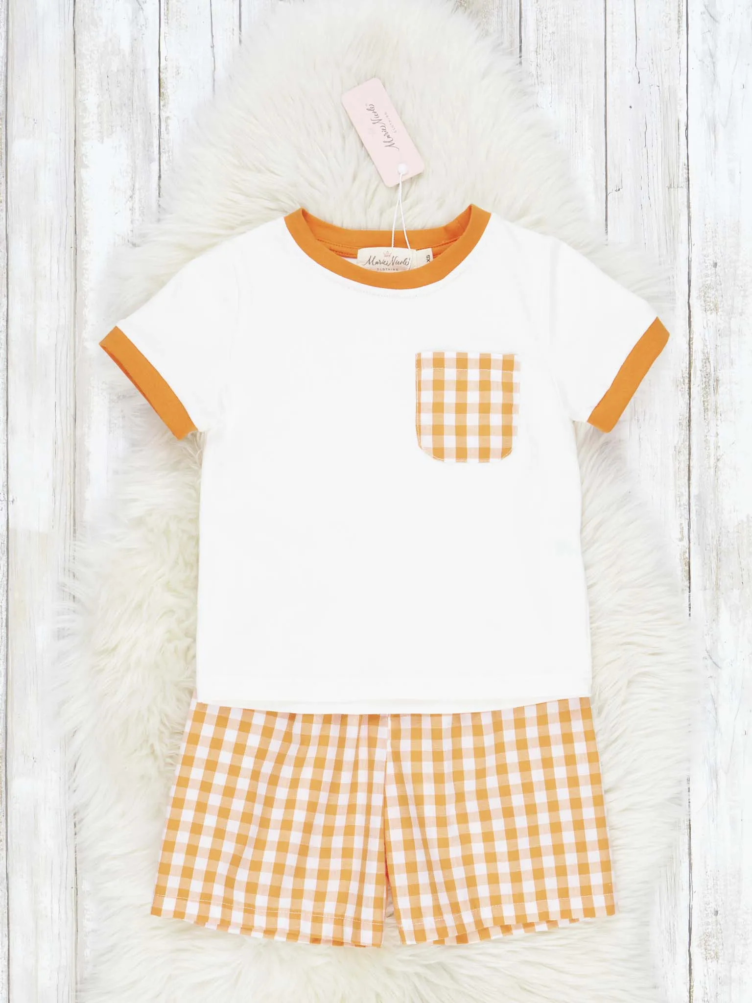 Orange & White Gingham Outfit