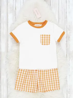 Orange & White Gingham Outfit