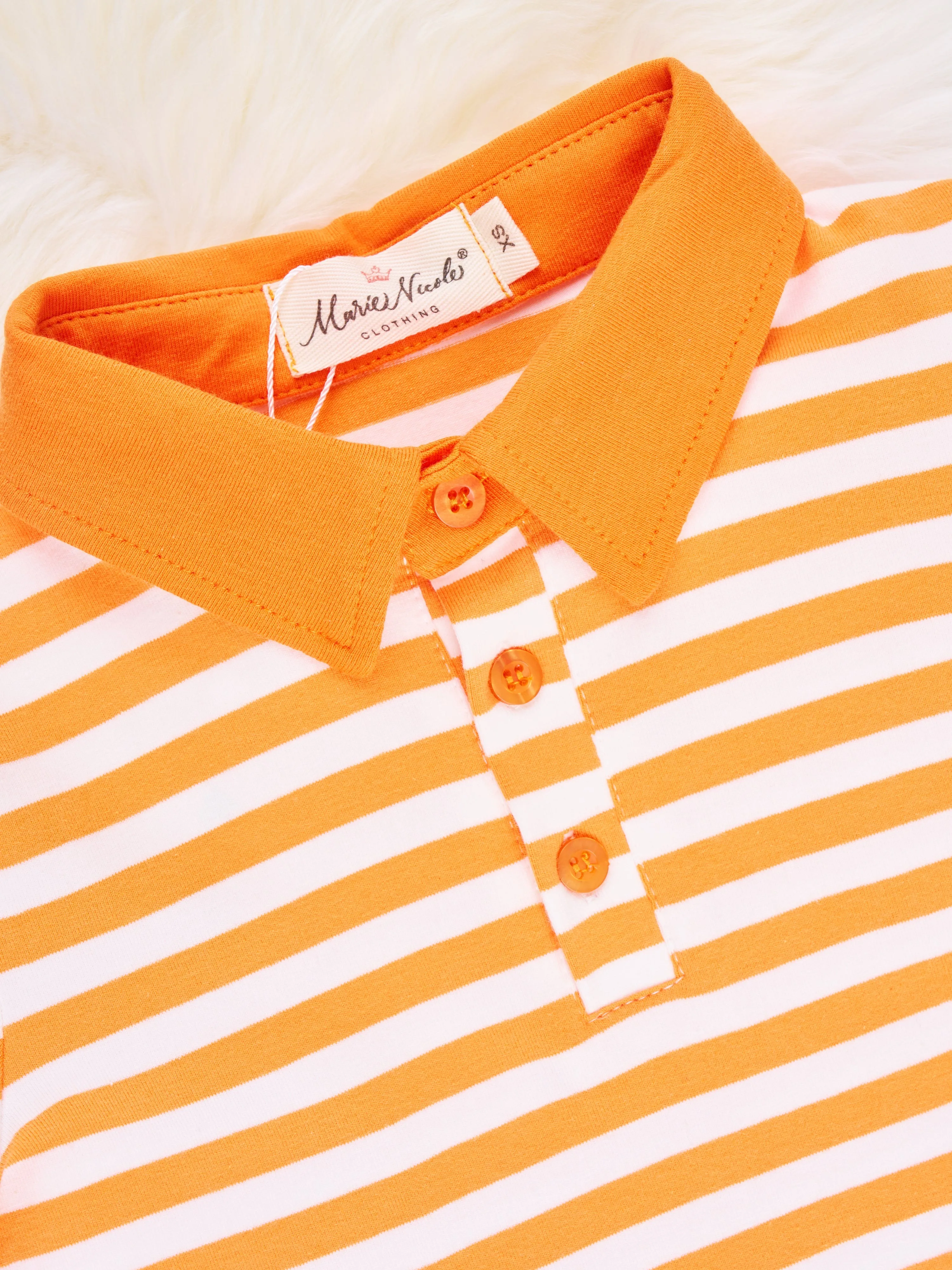 Orange & White Striped Polo