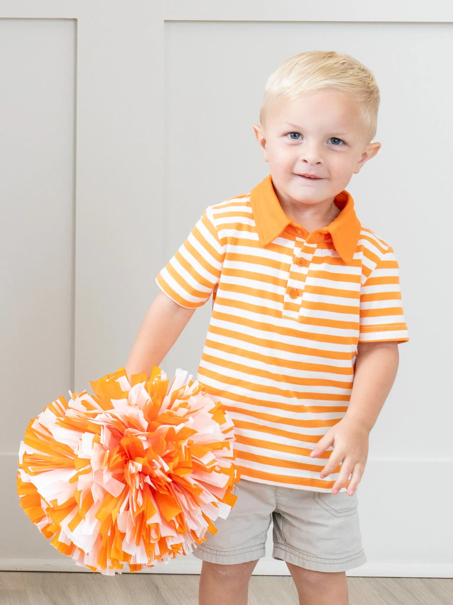 Orange & White Striped Polo