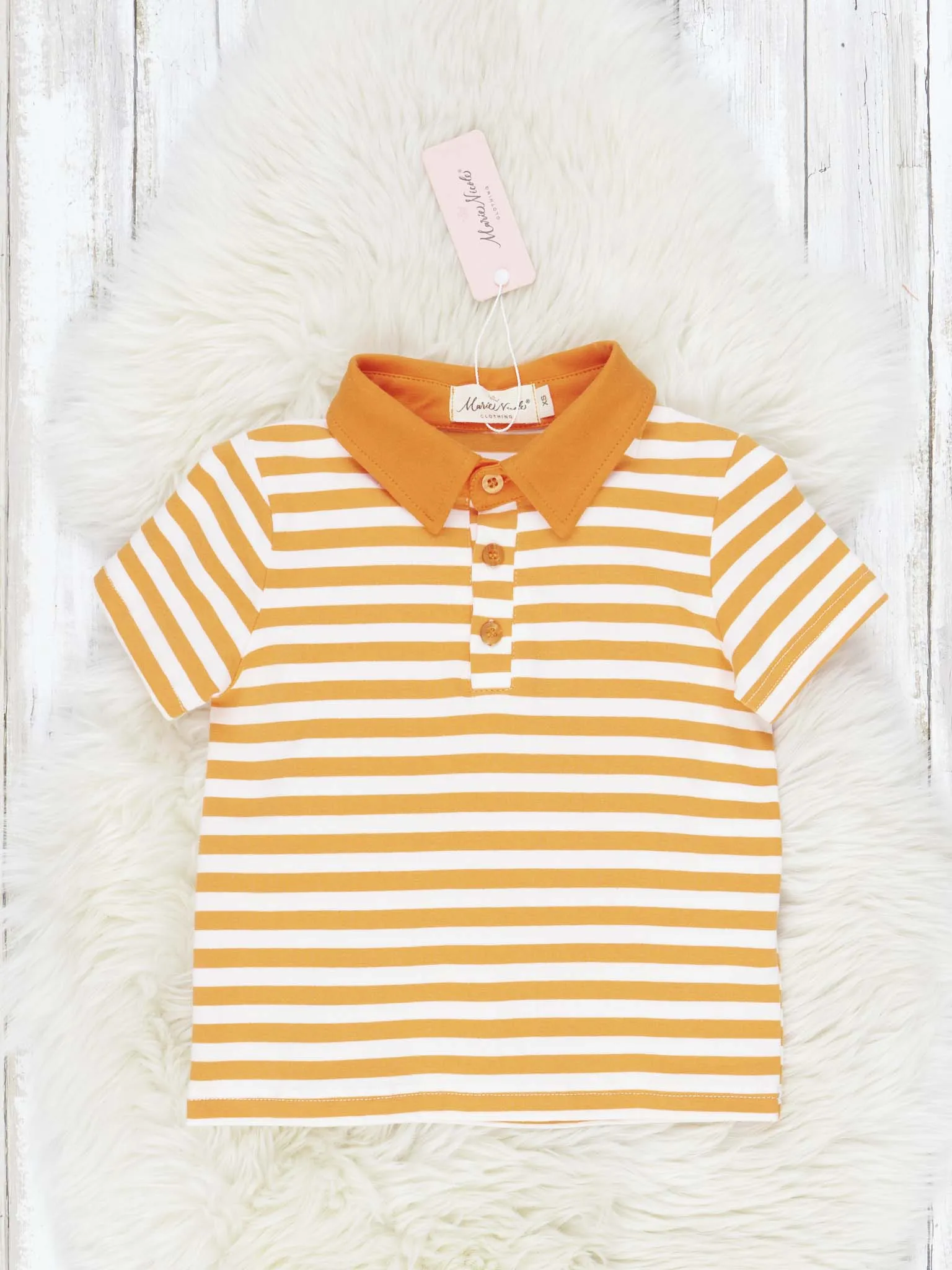 Orange & White Striped Polo