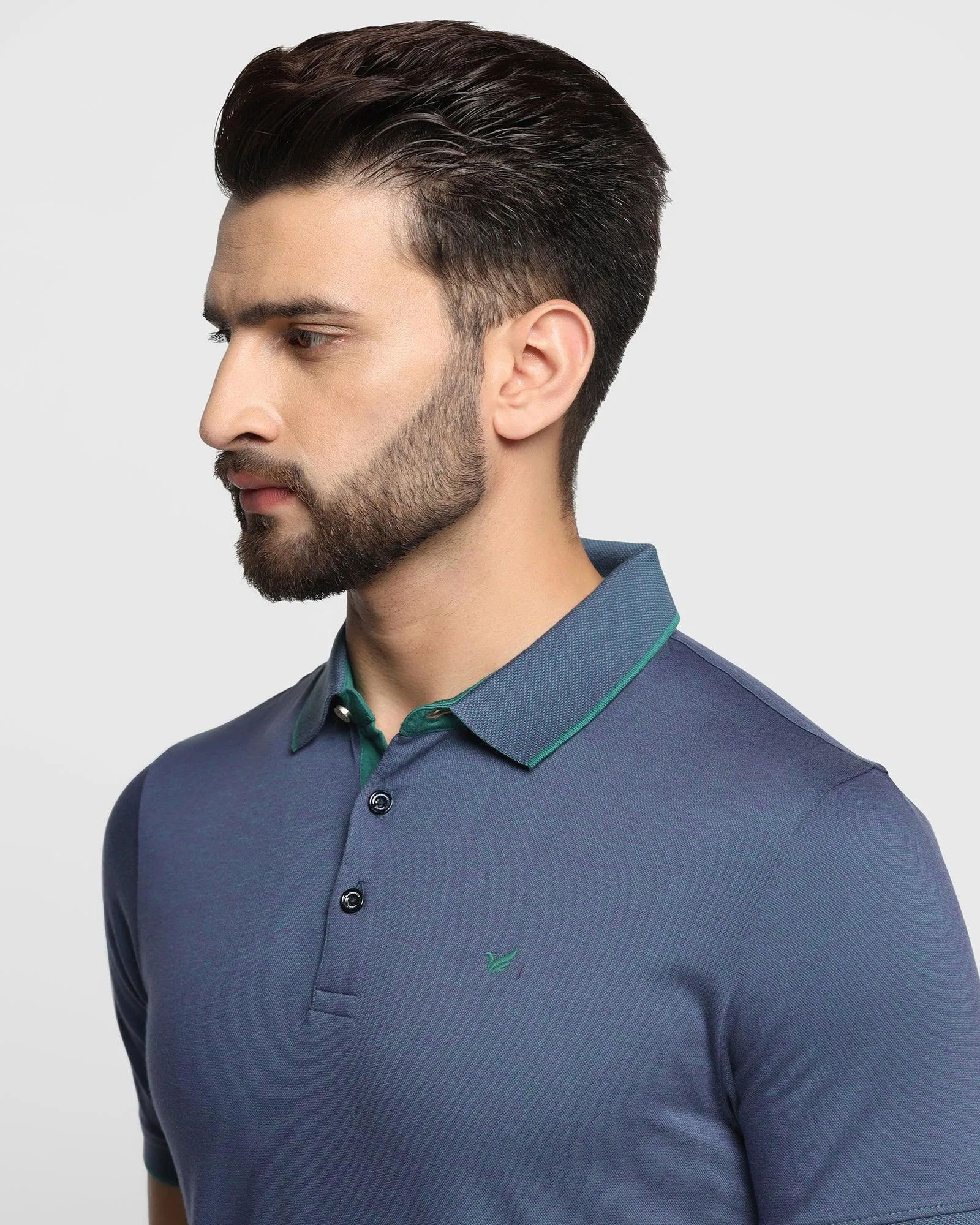 Polo Mid Blue Solid T-Shirt - Tone