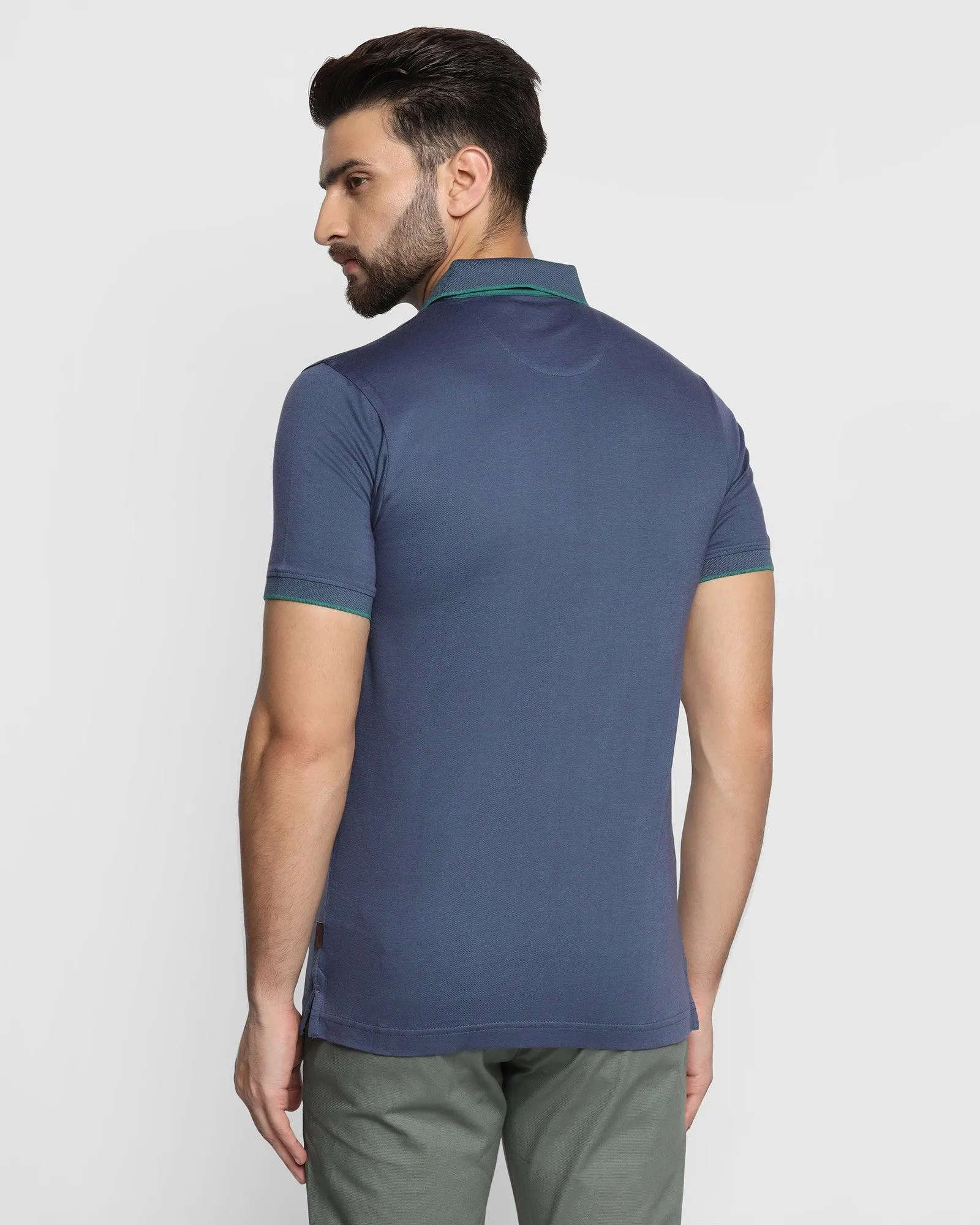 Polo Mid Blue Solid T-Shirt - Tone