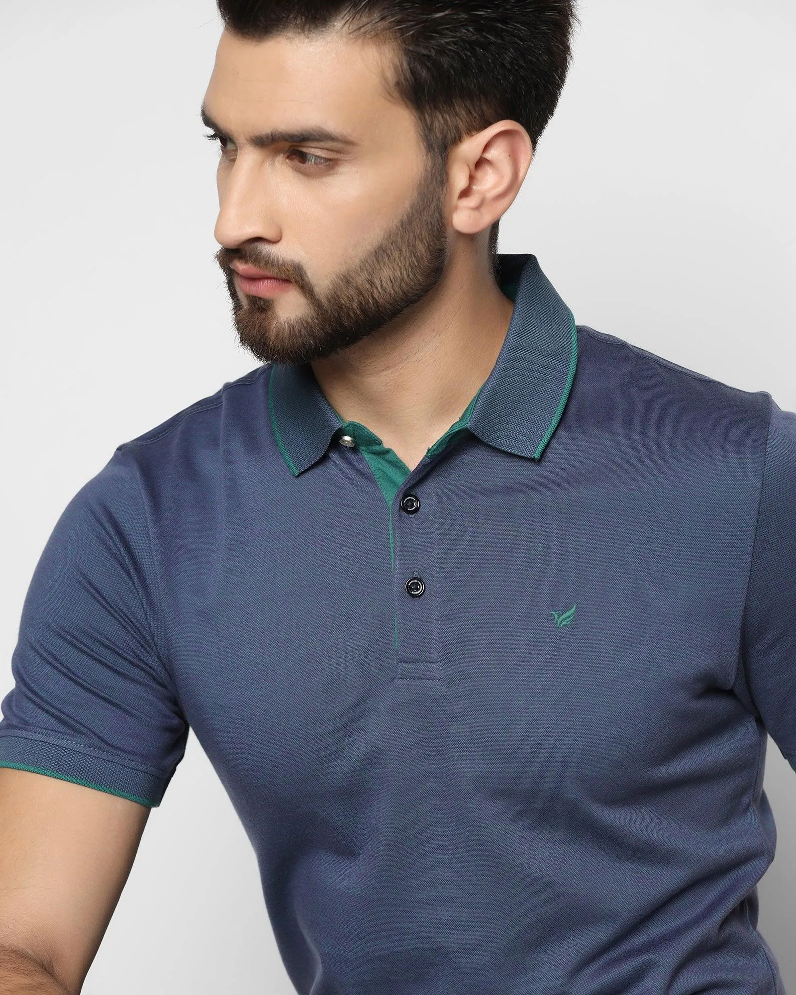 Polo Mid Blue Solid T-Shirt - Tone