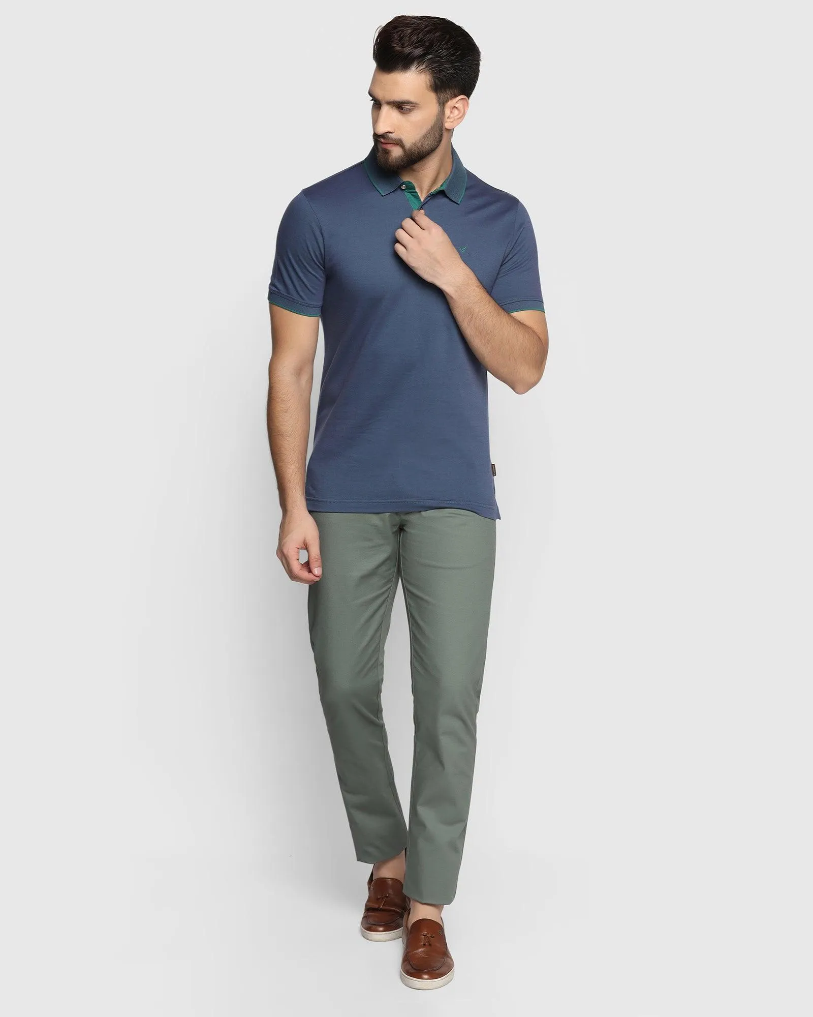 Polo Mid Blue Solid T-Shirt - Tone