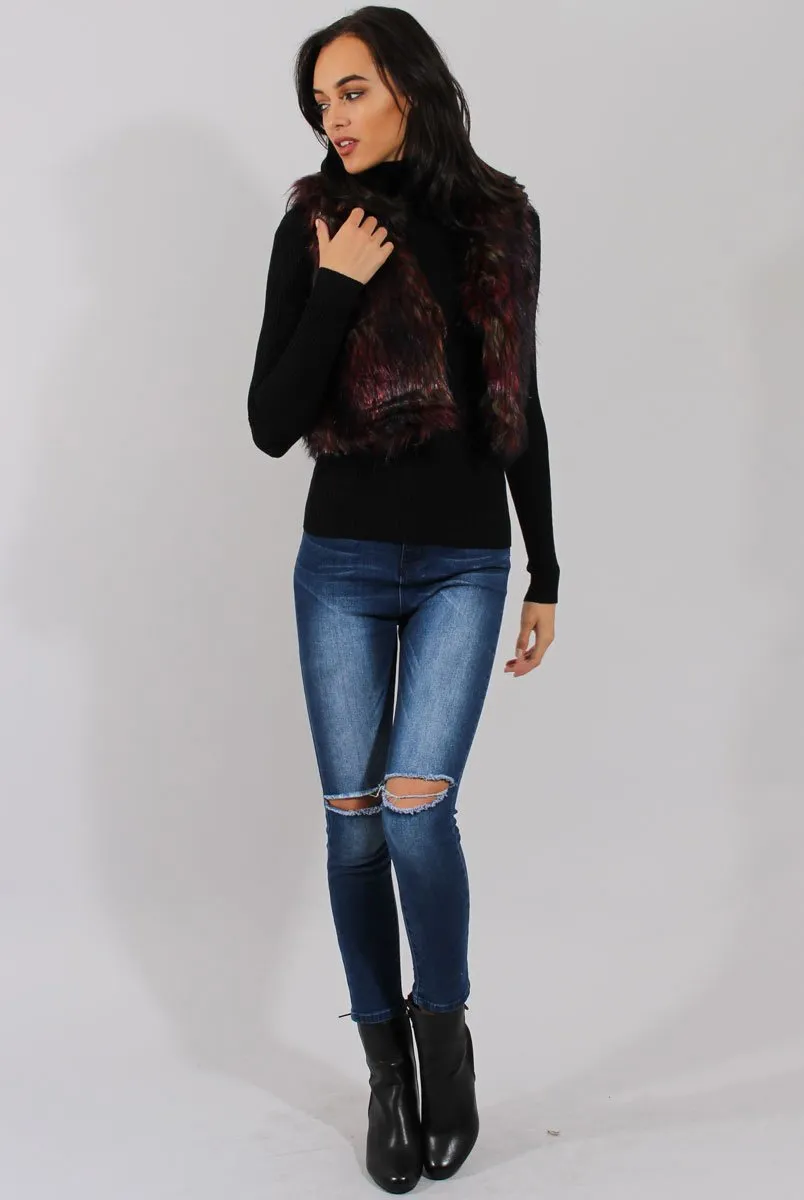 Reddish Hue Faux Fur Cropped Gilet - Marva