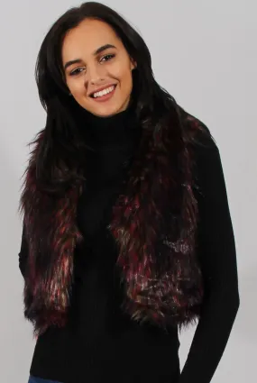 Reddish Hue Faux Fur Cropped Gilet - Marva