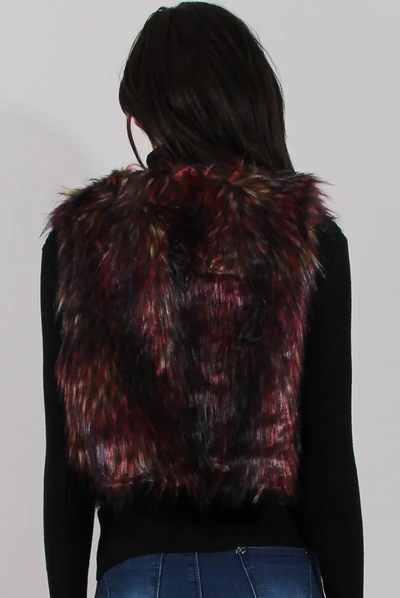 Reddish Hue Faux Fur Cropped Gilet - Marva