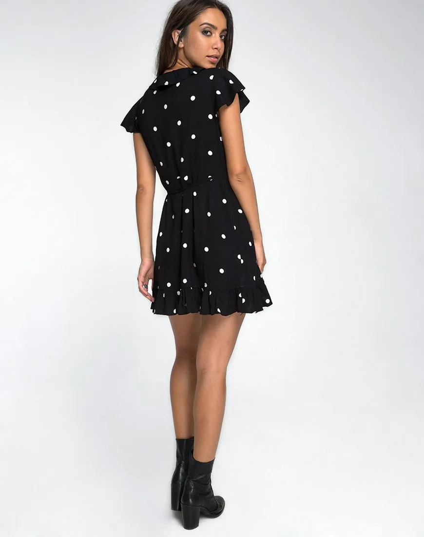 Rica Skater Dress in Black and White Polkadot