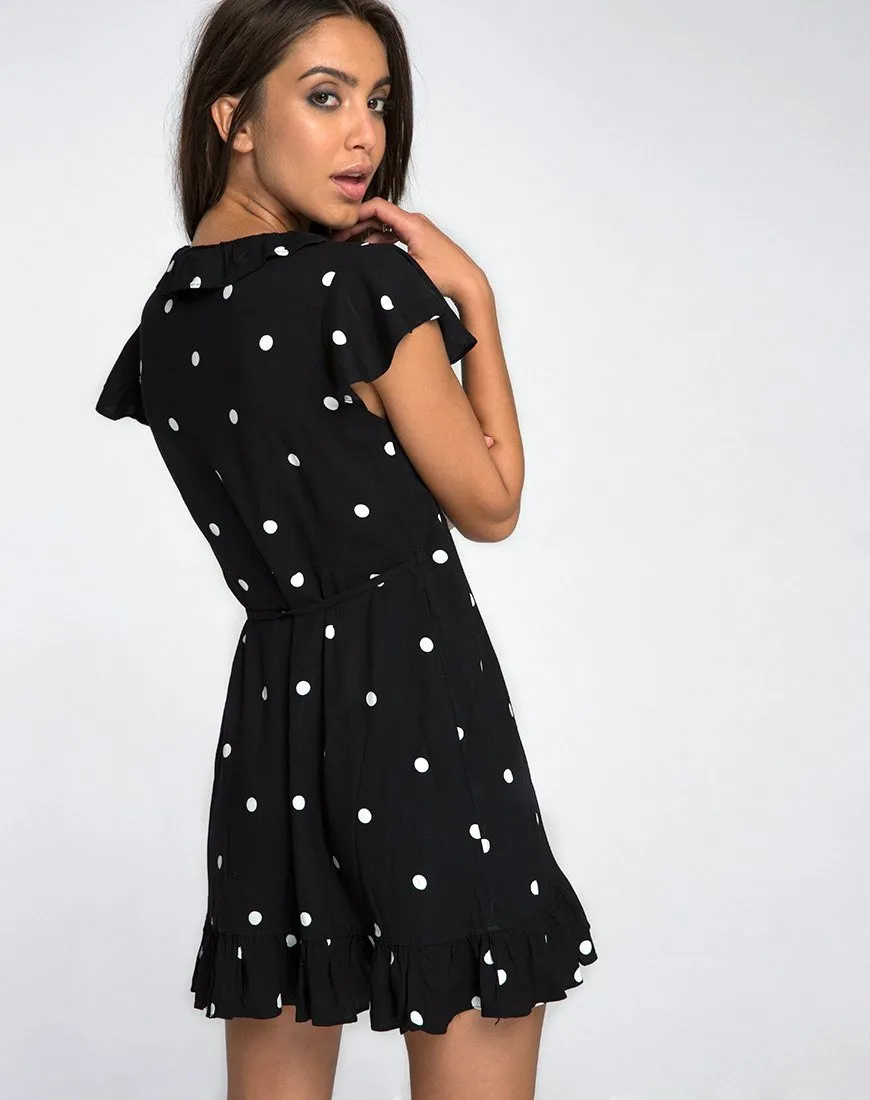 Rica Skater Dress in Black and White Polkadot