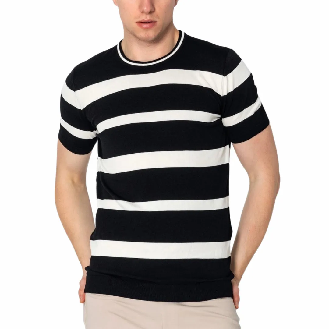 RNT23 Striped knit t-shirt black