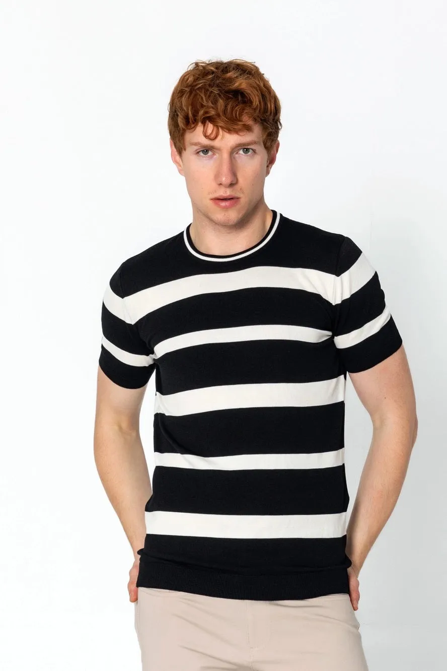 RNT23 Striped knit t-shirt black