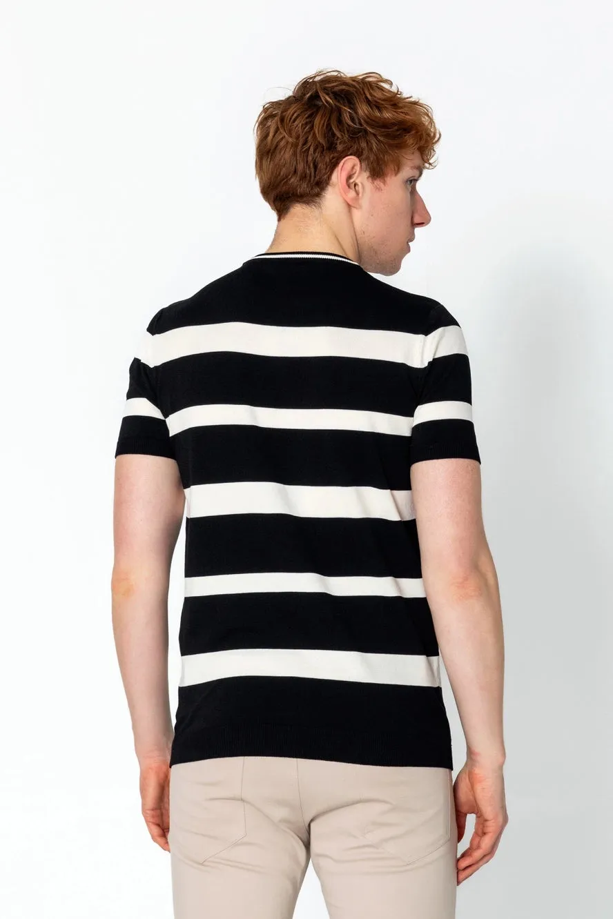 RNT23 Striped knit t-shirt black