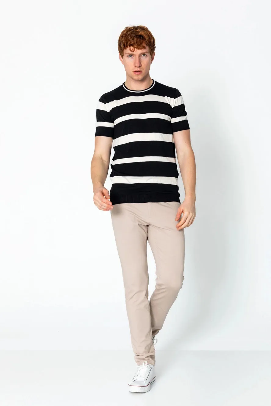 RNT23 Striped knit t-shirt black