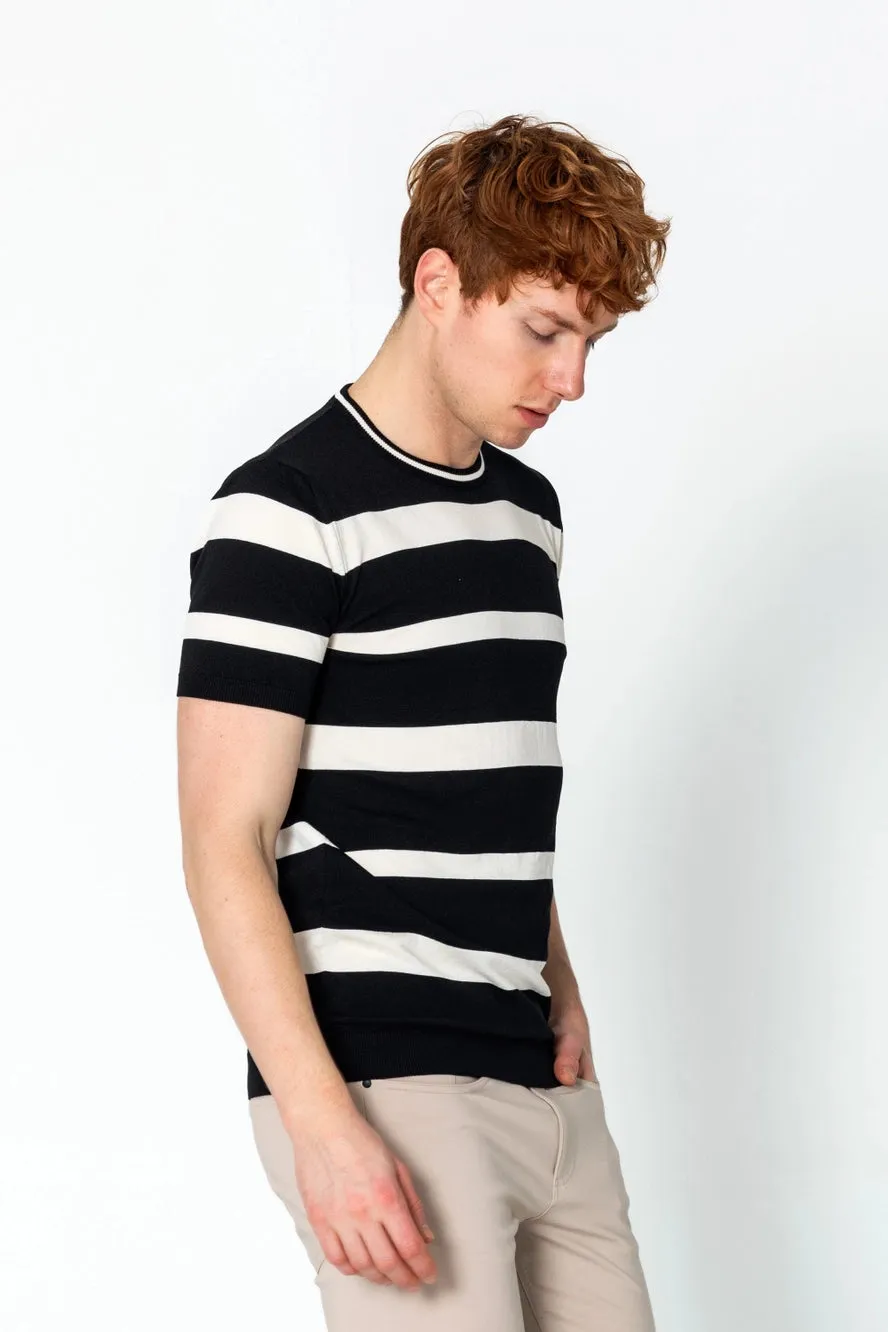 RNT23 Striped knit t-shirt black