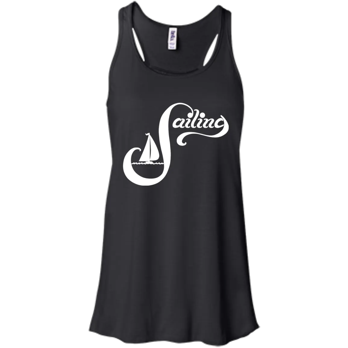 Sailing White on Bella Canvas Flowy Racerback Tank