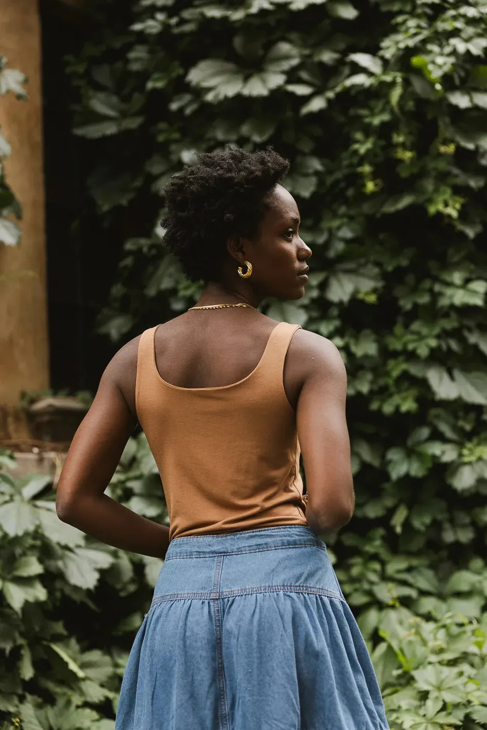 Scoop Neck Tank in Camel