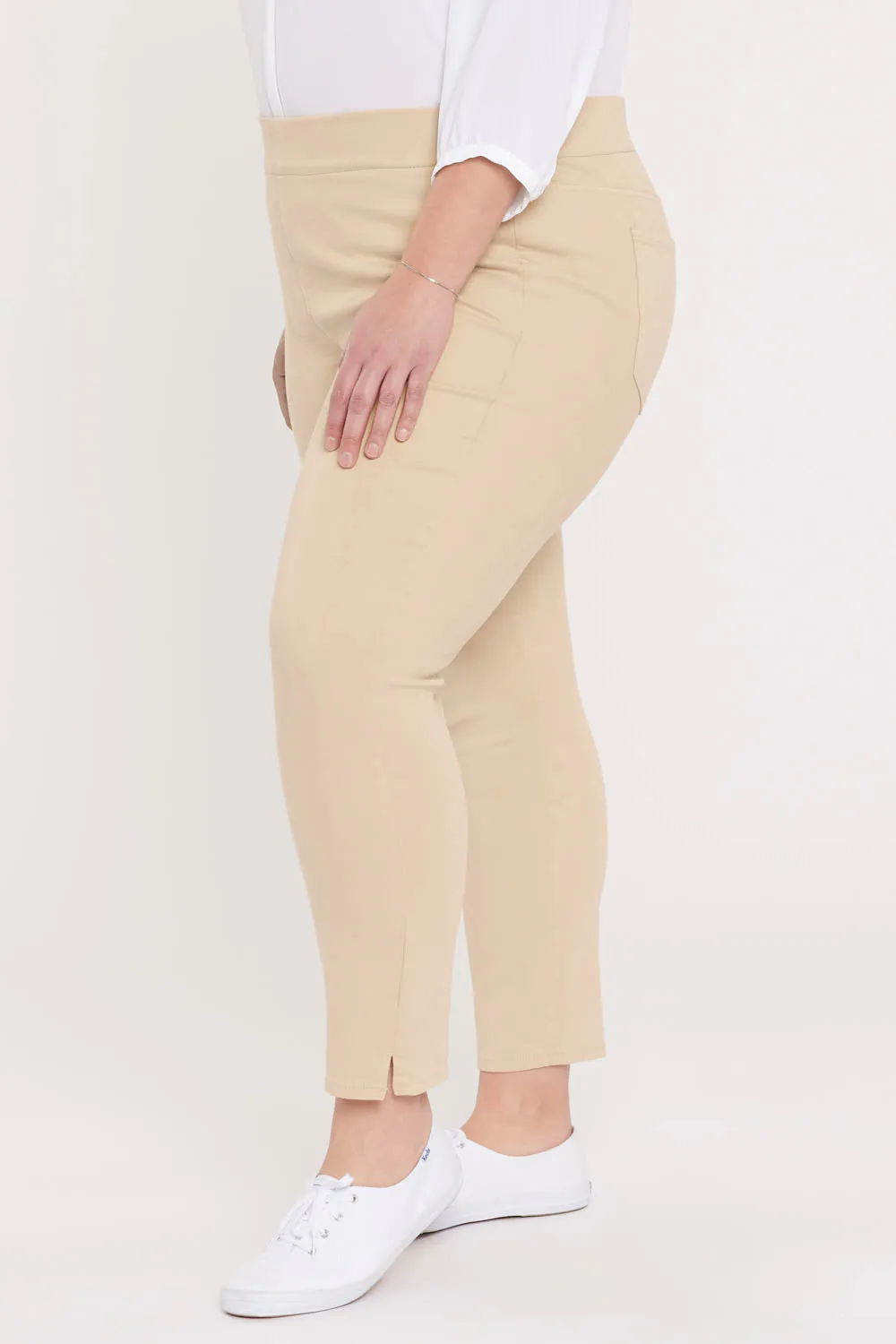 Skinny Ankle Pull-On Jeans In Plus Size - Marisol Warm Sand