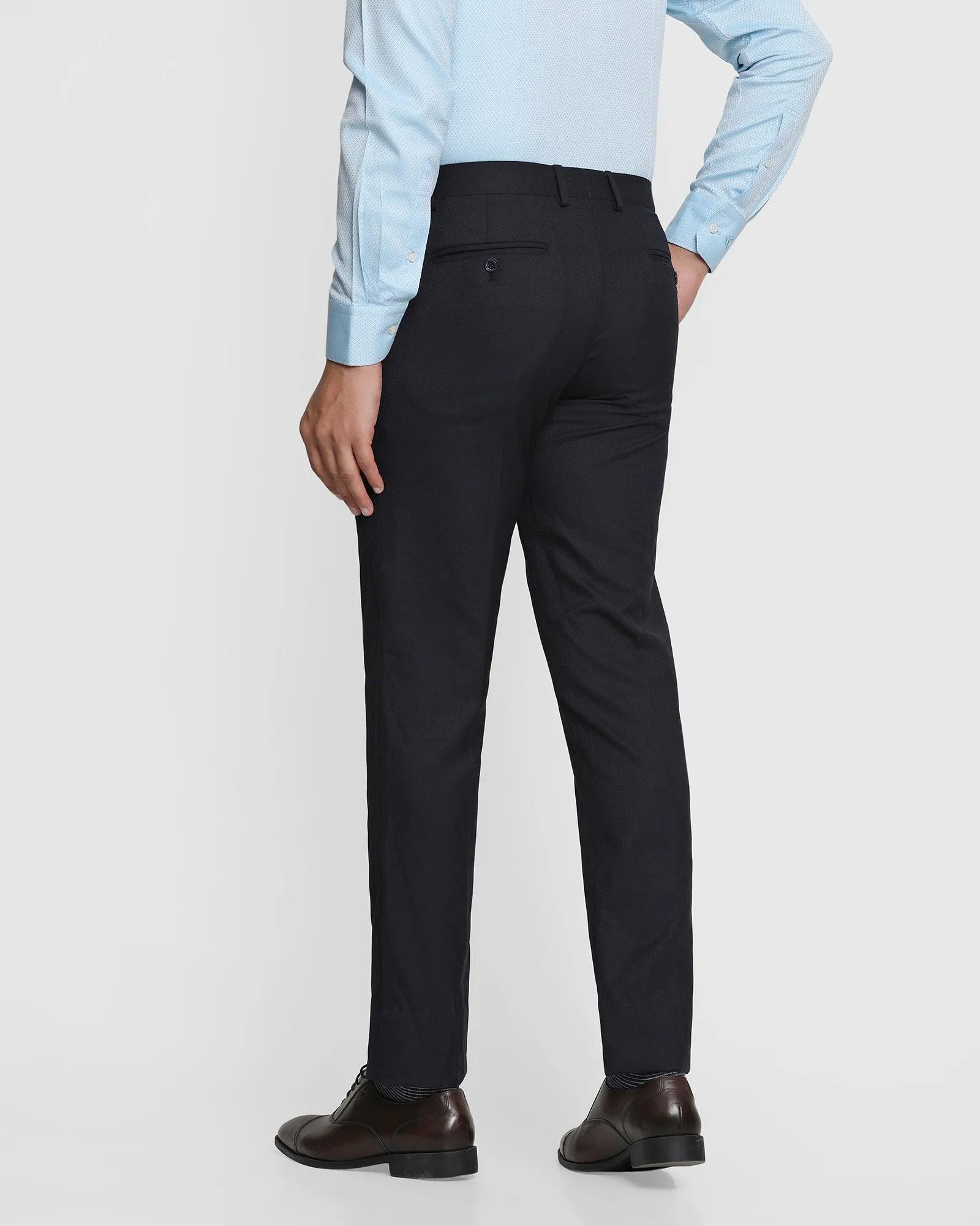 Slim Comfort B-95 Formal Navy Textured Trouser - Rynn