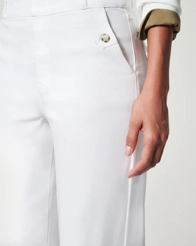 Spanx Stretch Twill Cropped Wide Leg - White